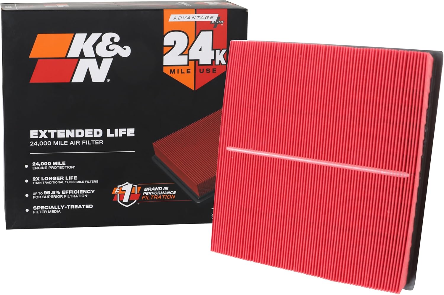 K&N Engine Air Filter for Jeep/Dodge: 24K Mile Replacement