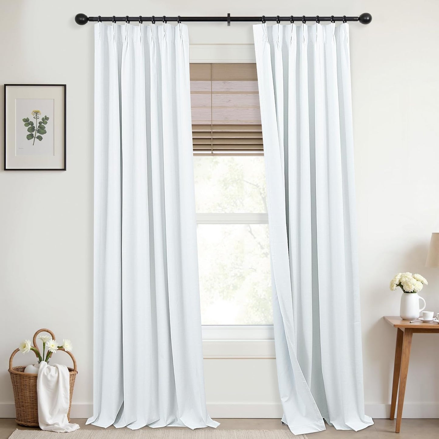 Mrs.Naturall White Blackout Curtains for Modern Home Decor