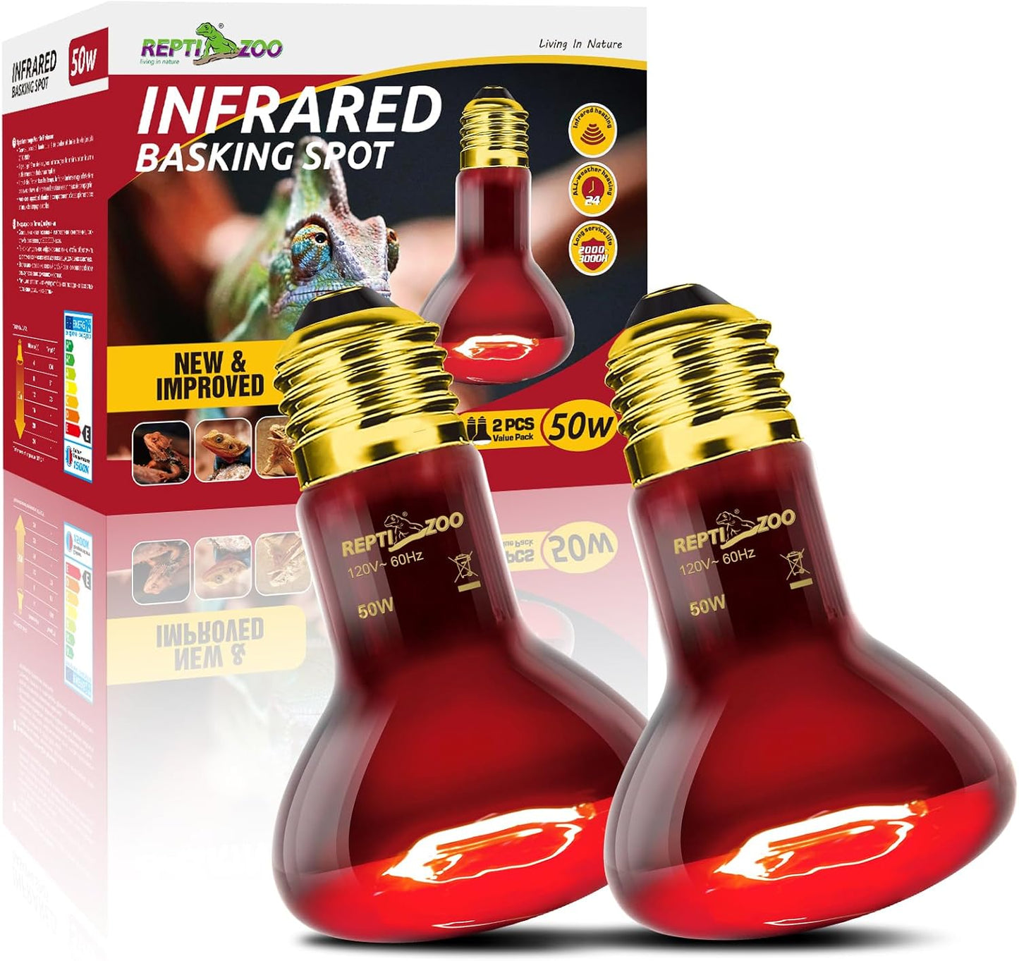 Reptile 50W Infrared Heat Lamp: Optimal Basking for Pets