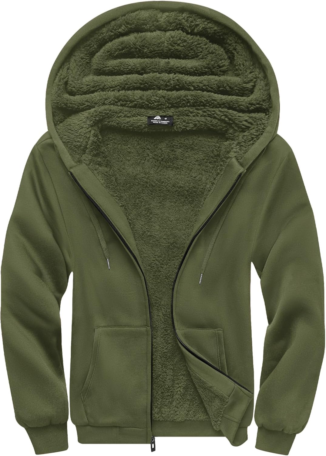 SCODI Heavyweight Fleece Hoodie for Men - Full Zip Sherpa Lined