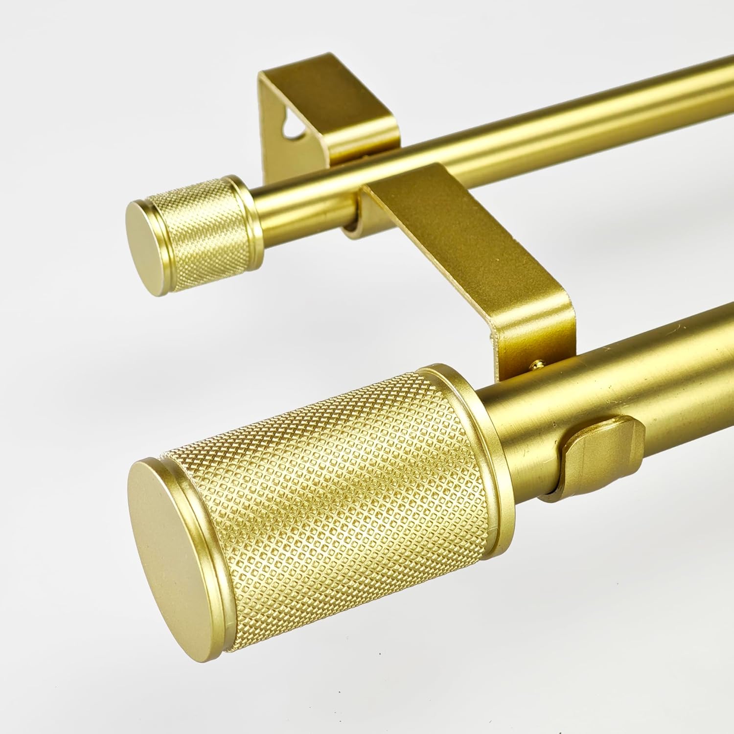 Gold Double Curtain Rods, Telescoping 36-72'' for Wide Windows, ILAISIHOME