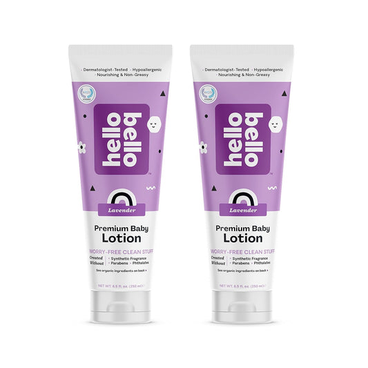Hello Bello Vegan Baby Lotion I Moisturizing Lavender Scent I 17oz x2