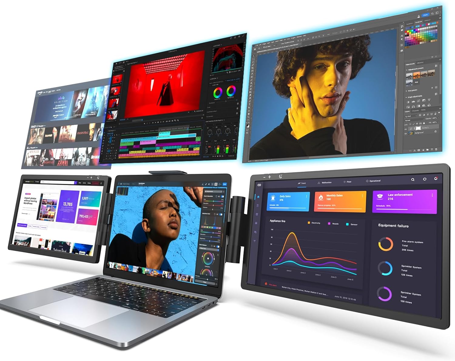 Triple Monitor Laptop Extension - Travel-friendly Screen Enhancer