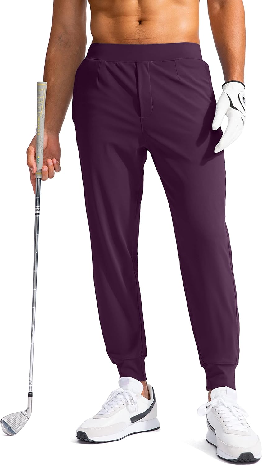 Mens Golf Joggers: Slim Fit, Zipper Pockets