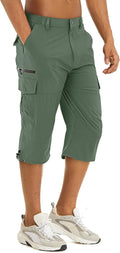 Men's Capri Cargo Hiking Pants Quick Dry Below Knee - Lightweight
