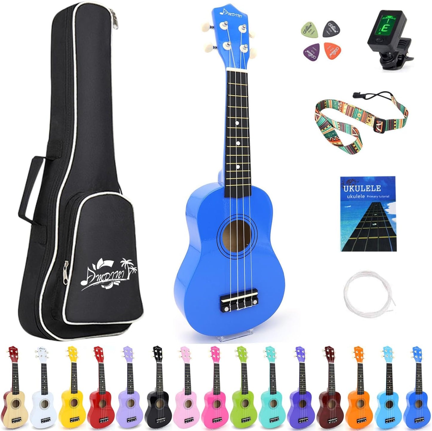 21 Inch Ukulele for Beginners - Amdini Soprano Kit Bundle