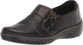 Clarks Womens Cora HarborLoafer in Dark Tan Leather - Cushioned Zip