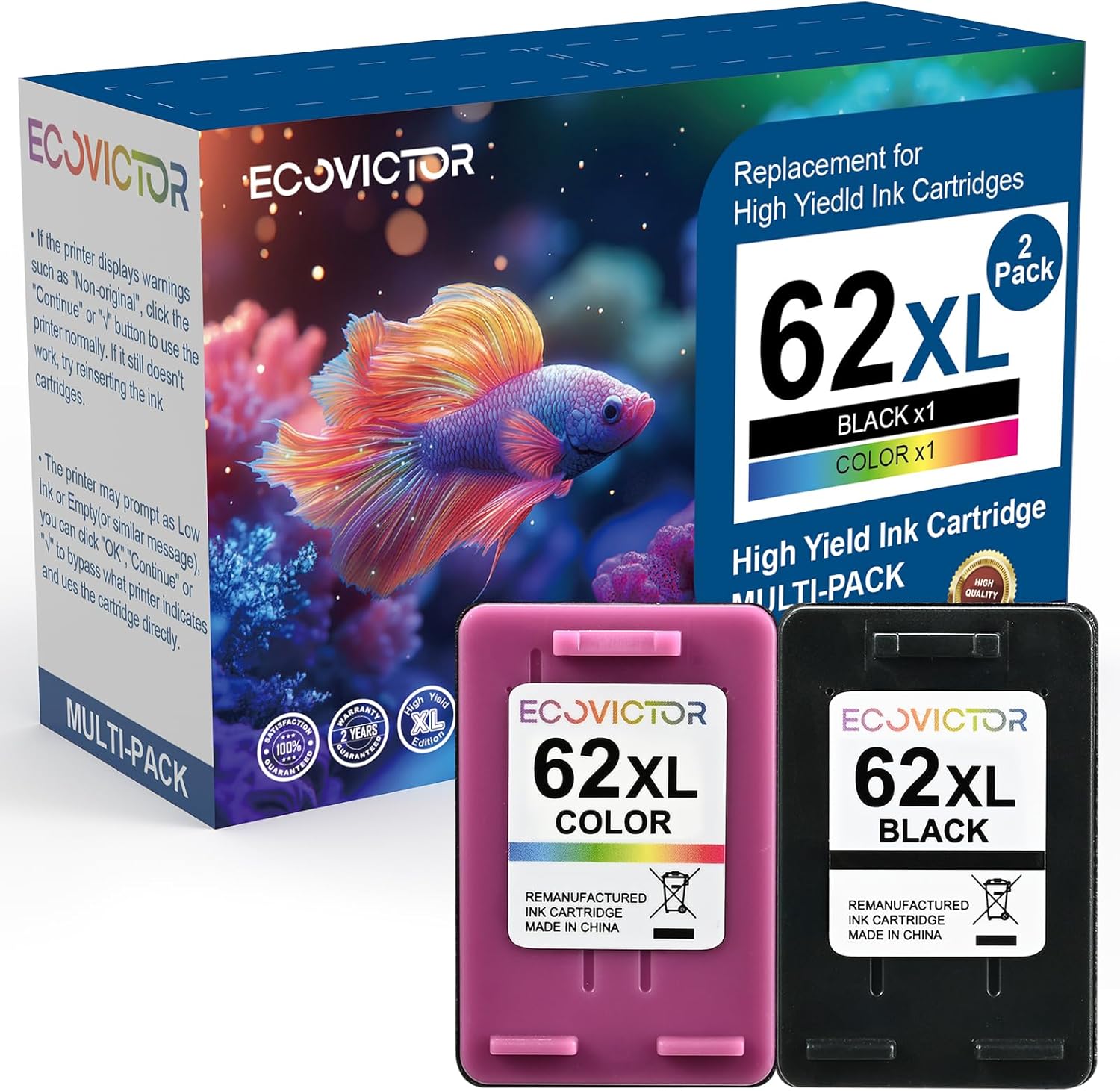 Eco Victor 62XL Ink Cartridges for HP Printers - Reliable Quality
