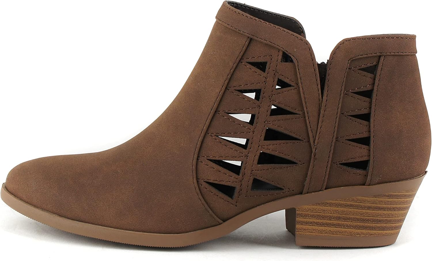 Soda CHANCE Womens Perforated Cut Out Block Heel Ankle Booties