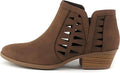 Womens Perforated Cut Out Stacked Block Heel Ankle Booties - Night Out