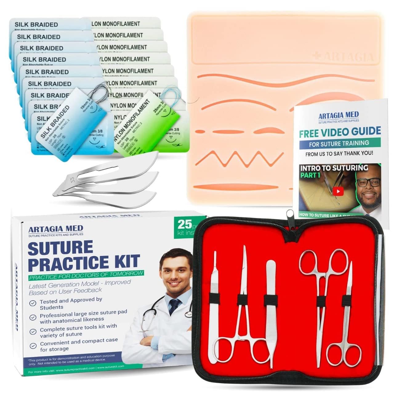 Suture Practice Kit for Medical Students with Silicone Pad