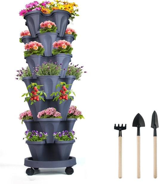 Vertical Planter 7 Tier Stackable Planters for Indoor Outdoor Use