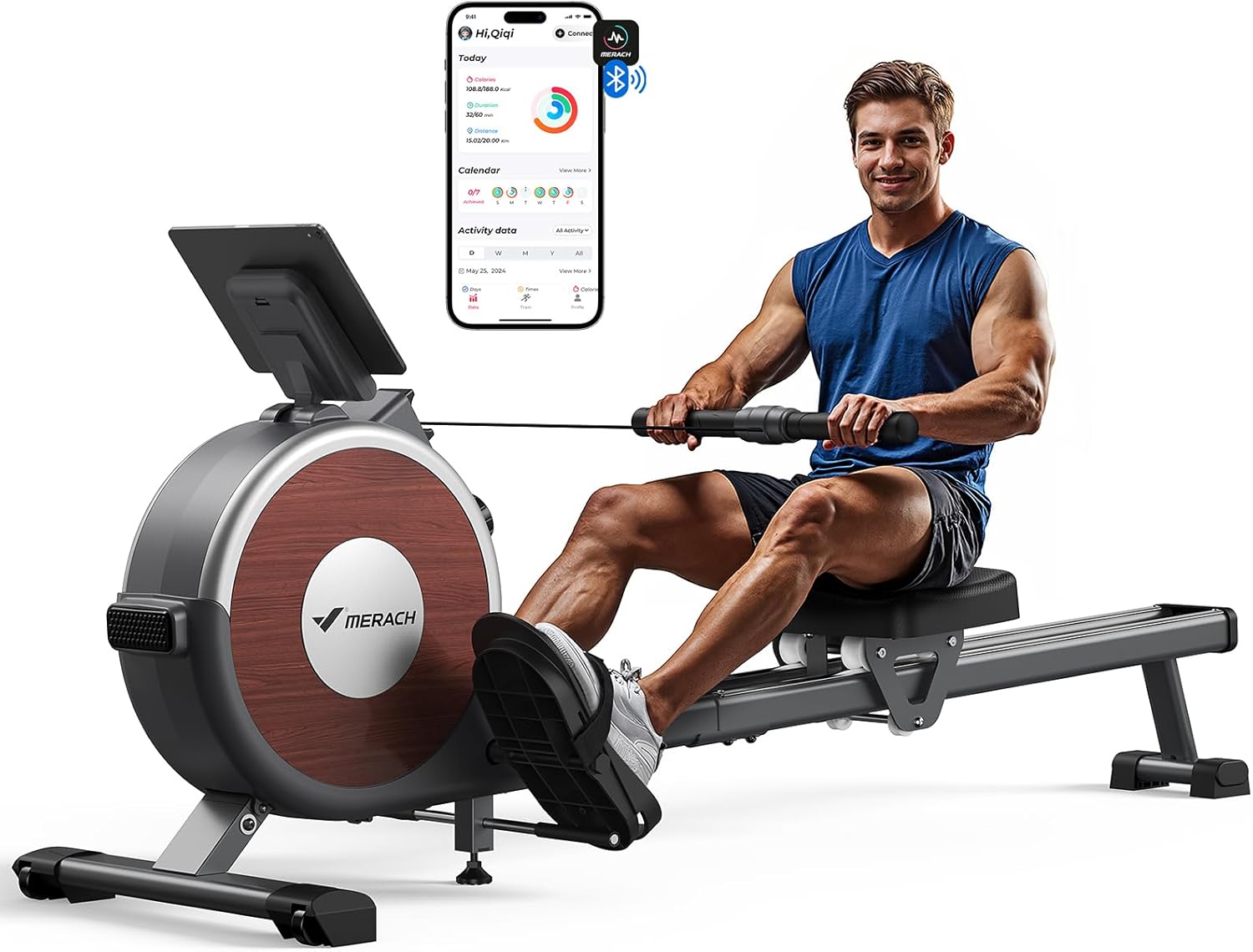 MERACH Magnetic Rowing Machine: Quiet 16-Level Resistance