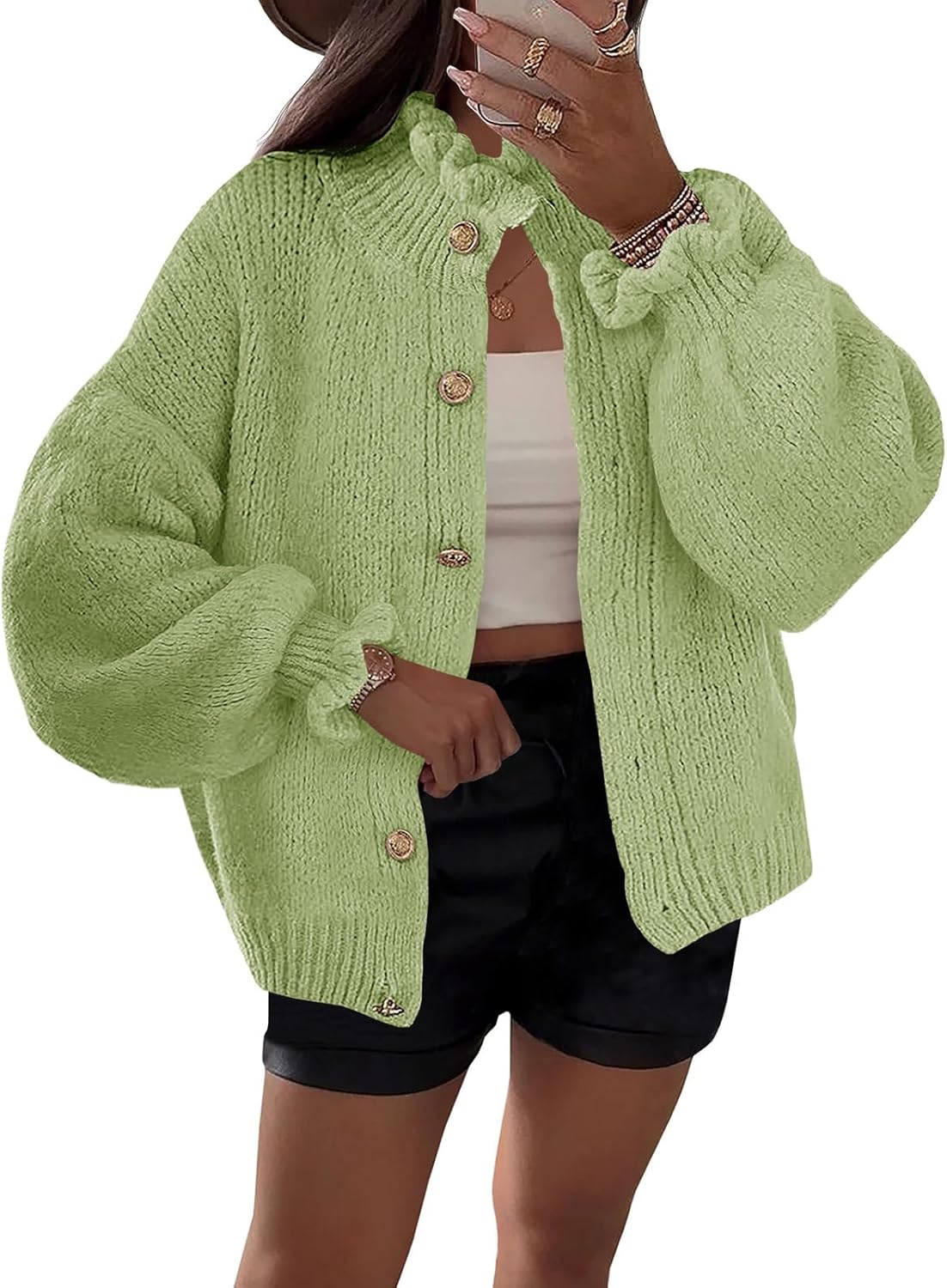 Saodimallsu Womens Ruffle Cardigan for Trendy Fall Style