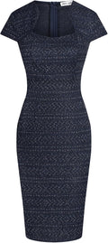 Sophisticated Tweed Pencil Dress with Cap Sleeves for Work
