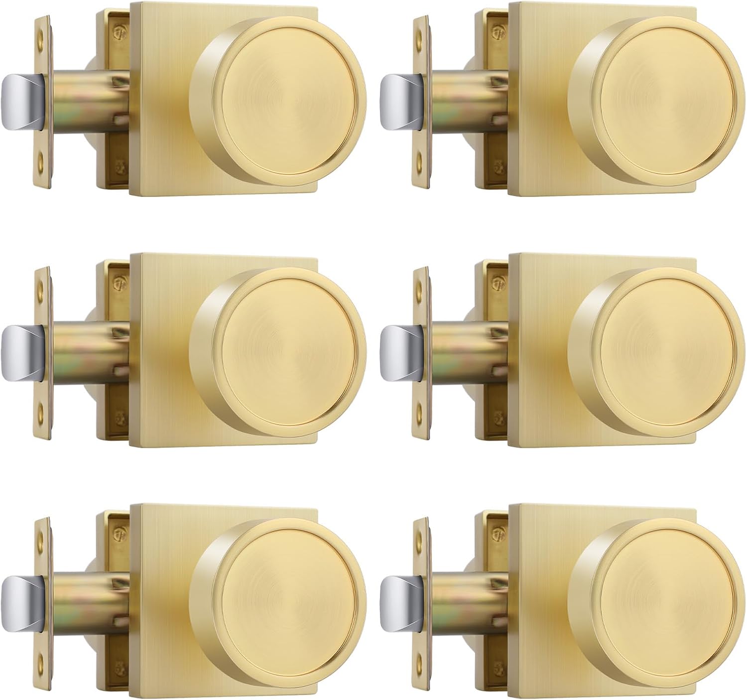 Brushed Gold Passage Door Knobs for Closet and Hall Use