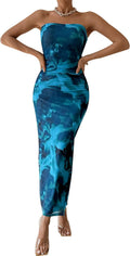 PRETTYGARDEN Strapless Tube Top Maxi Bodycon Dress - Flattering Fit