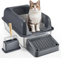 Stainless Steel Cat Litter Box with Lid XL - Odor-Free, Easy Clean