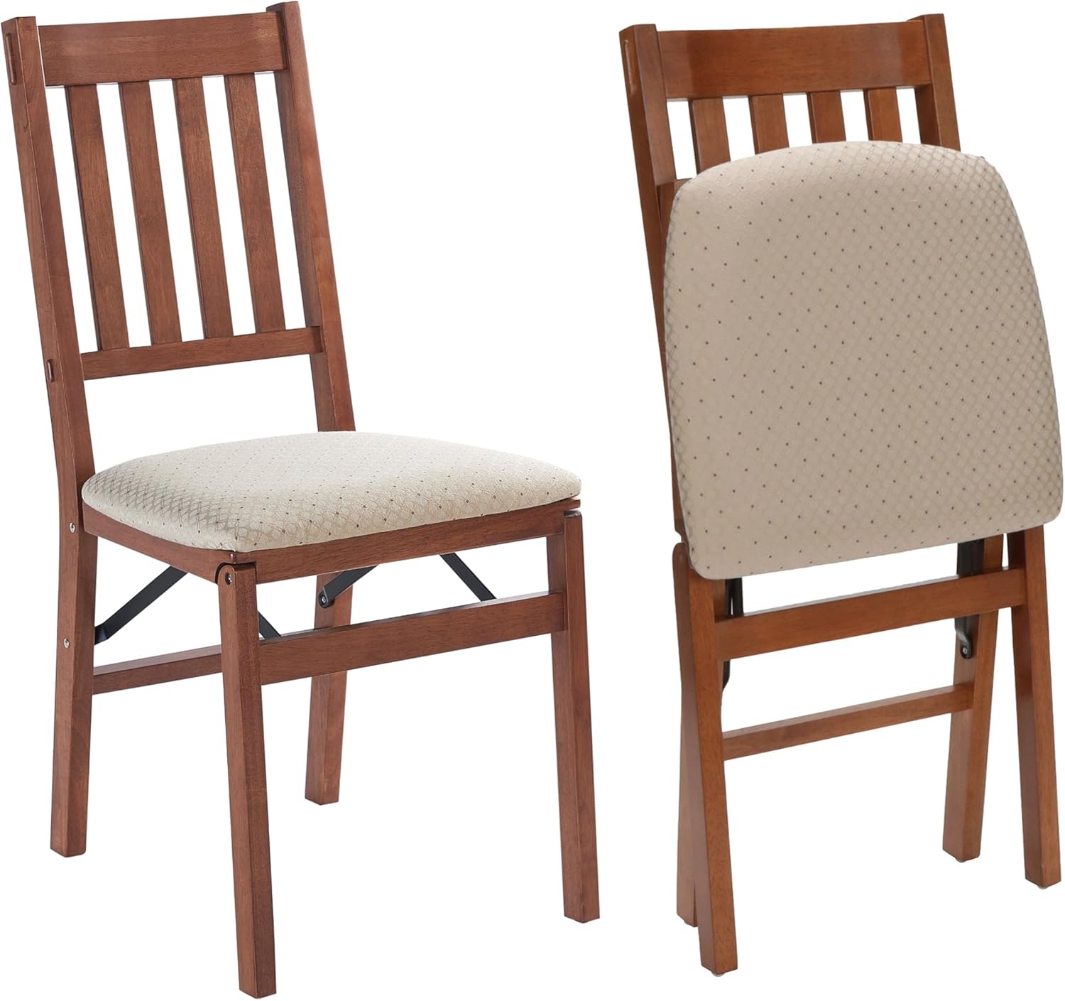 Set of 2 MECO Folding Chairs in Fruitwood: Stylish & Space-Saving