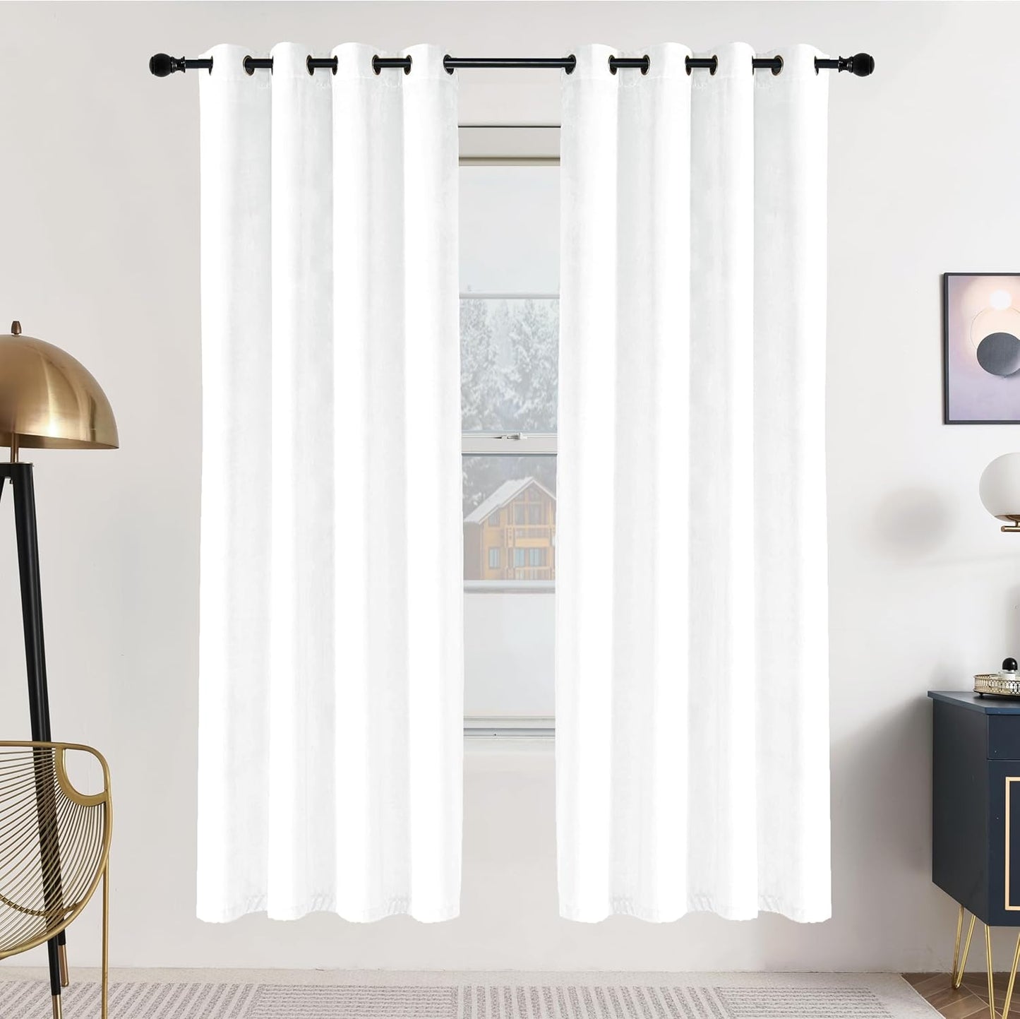 SNITIE White Velvet Curtains: Thermal Insulated Luxury