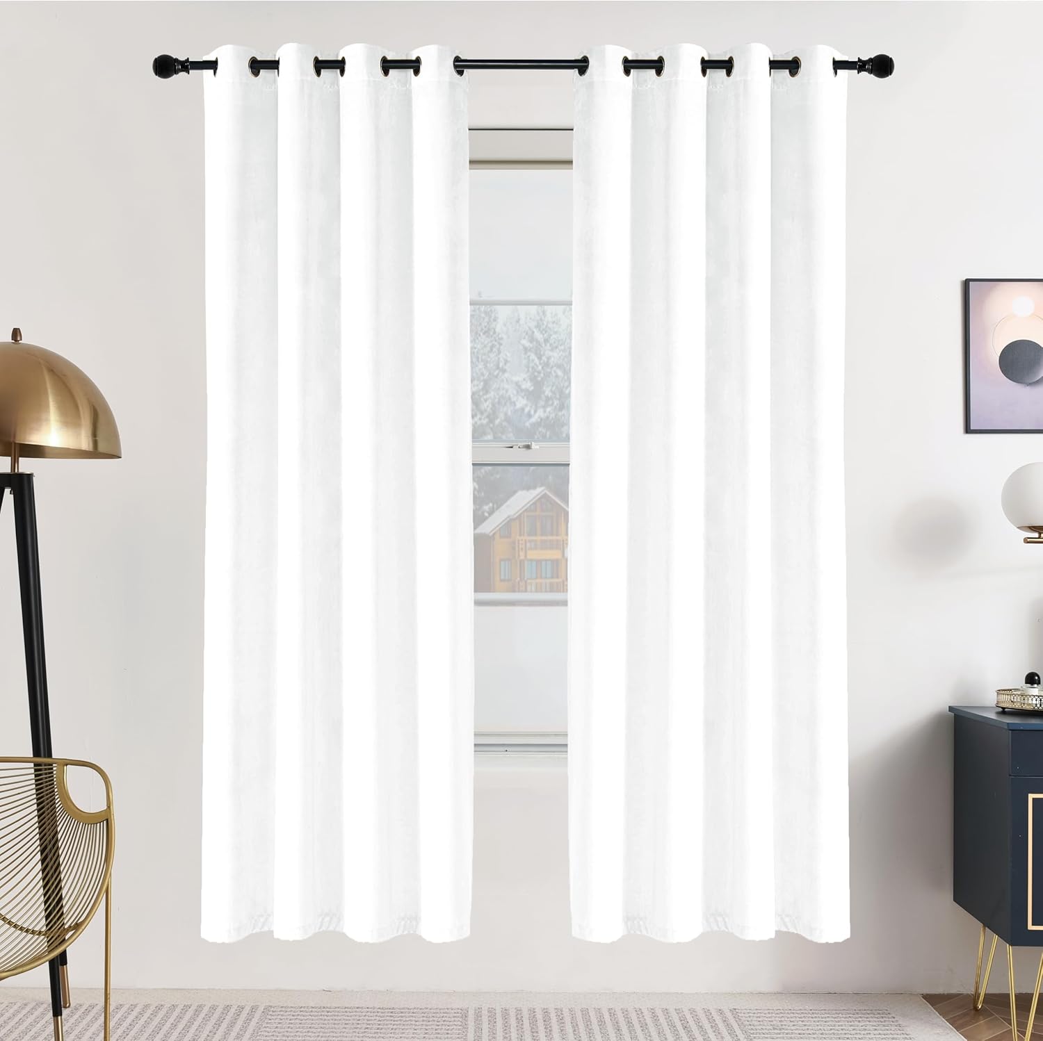 SNITIE White Velvet Curtains: Thermal Insulated Luxury