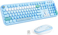 Wireless Keyboard and Mouse Combo Blue Heart - Retro Round Keys