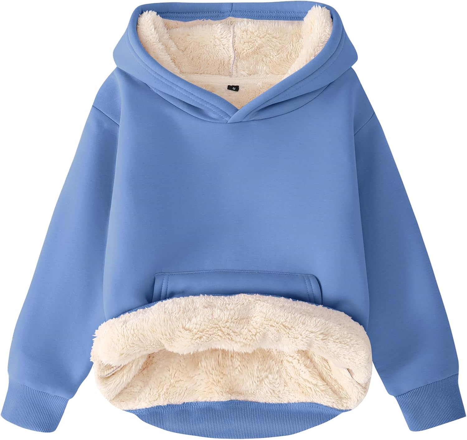 Kids Fleece Lined Sherpa Hoodie for Boys and Girls Warmth