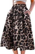 SOFIA'S CHOICE Cheetah Print Midi A-Line Skirt with Pockets - Flowy