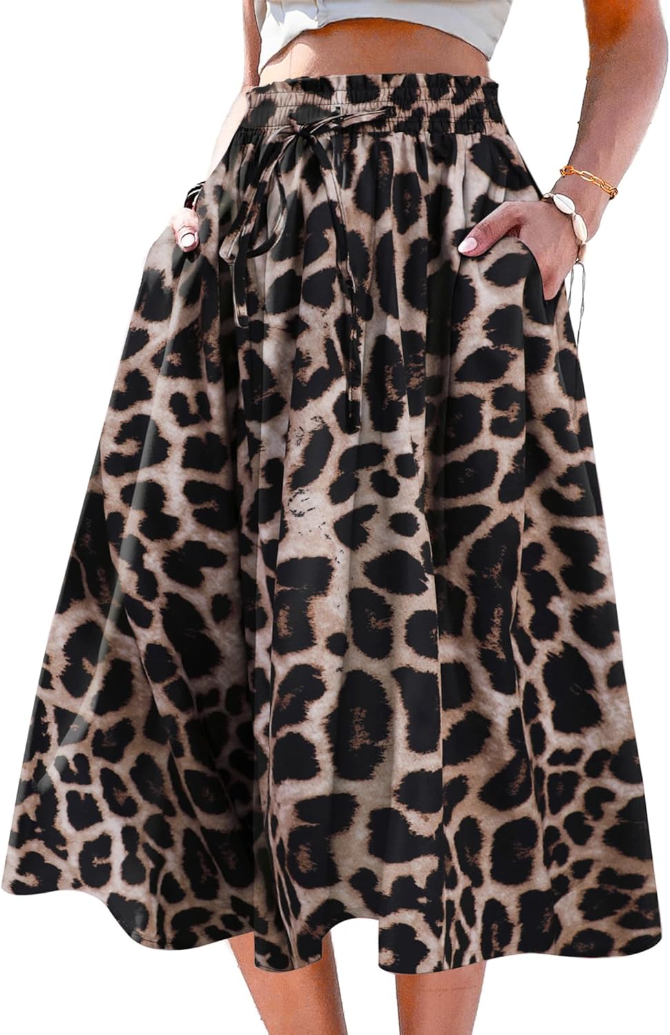 Sofia's Choice Midi Length A Line Swing Skirt with Pockets