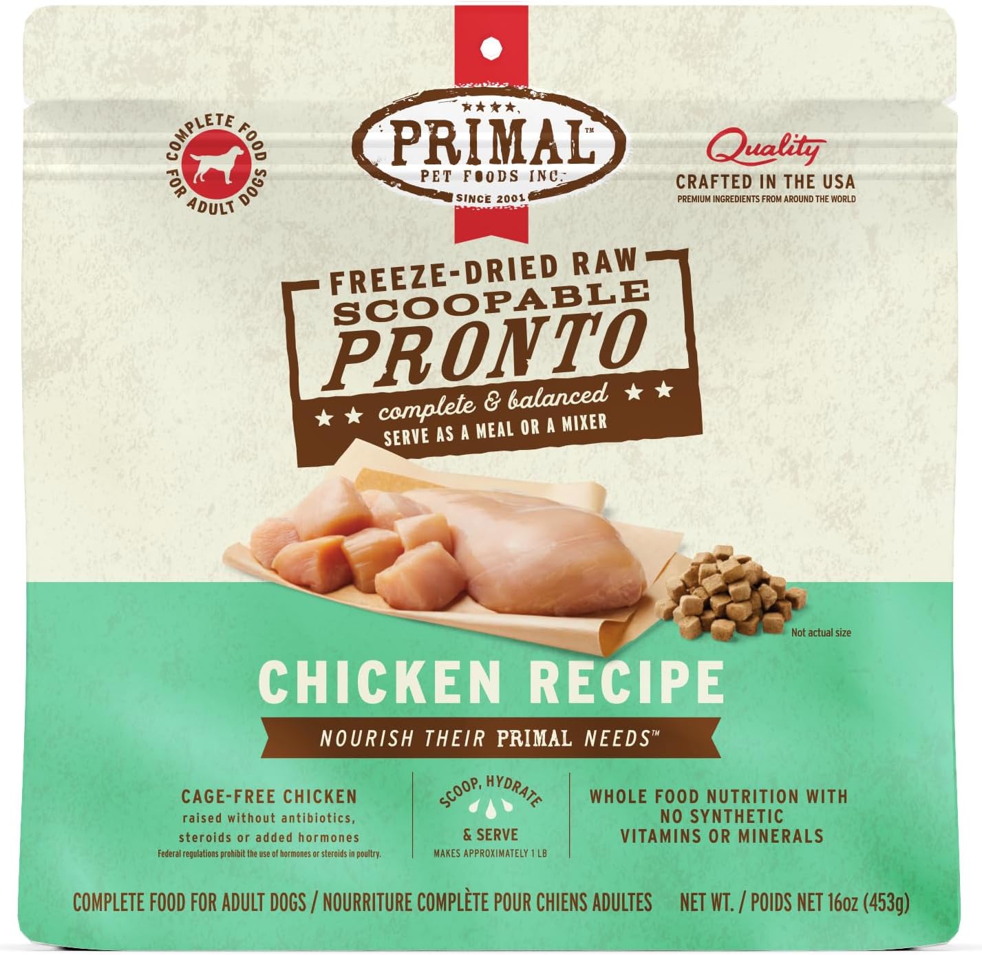 Primal Freeze Dried Dog Food, Pronto Mini Nuggets, Chicken