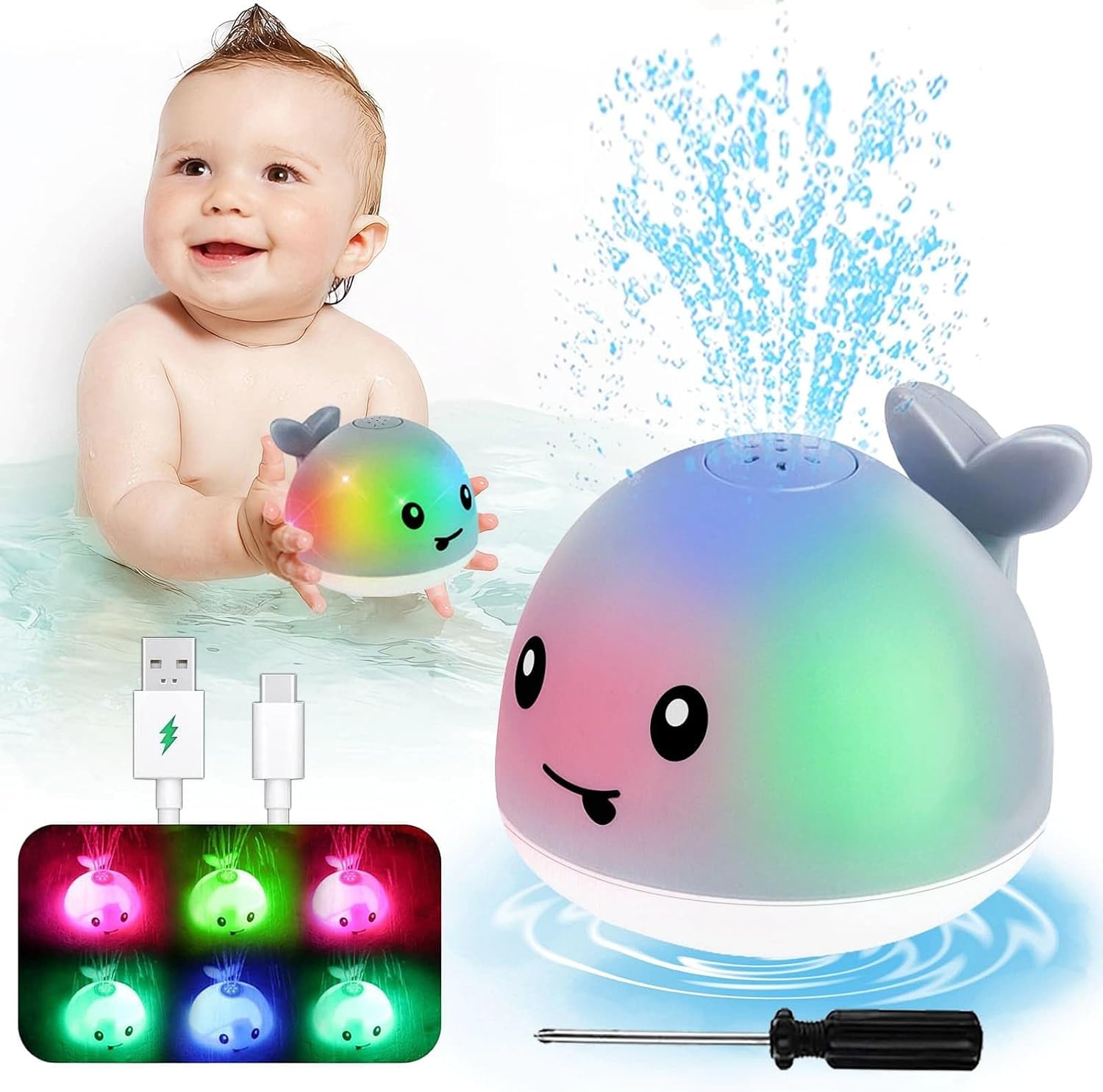 Light Up Whale Bath Toy - Fun Water Play for Toddlers
