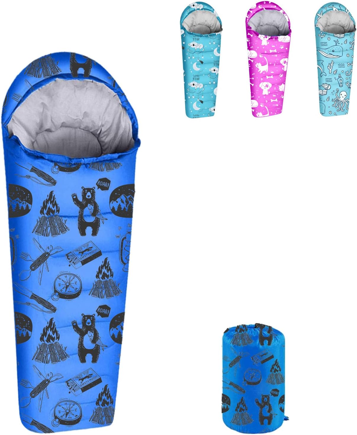 KidzAdventure Mummy Style Kids Sleeping Bag with Pillow Sleeve