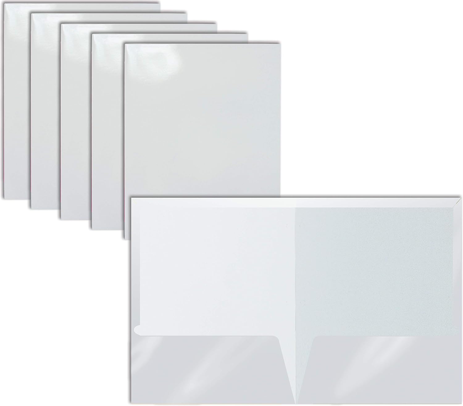 25 Pack Glossy White Folders, Organize with Style!