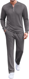 Men's 2 Piece Tracksuit Set Quarter Zip Polo - Lightweight Comfort