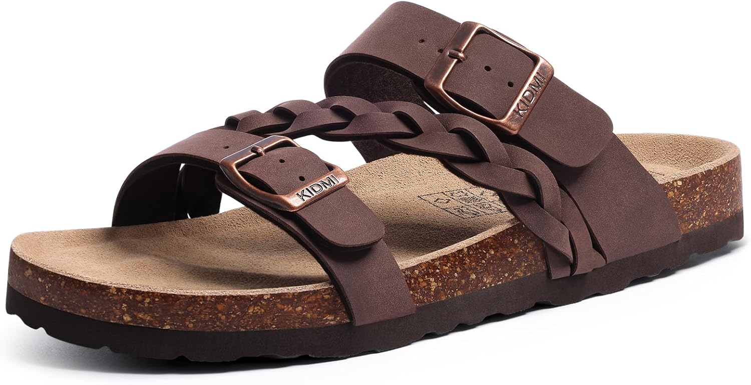 KIDMI Women's Cork Footbed Sandals with Arch Support for Summer