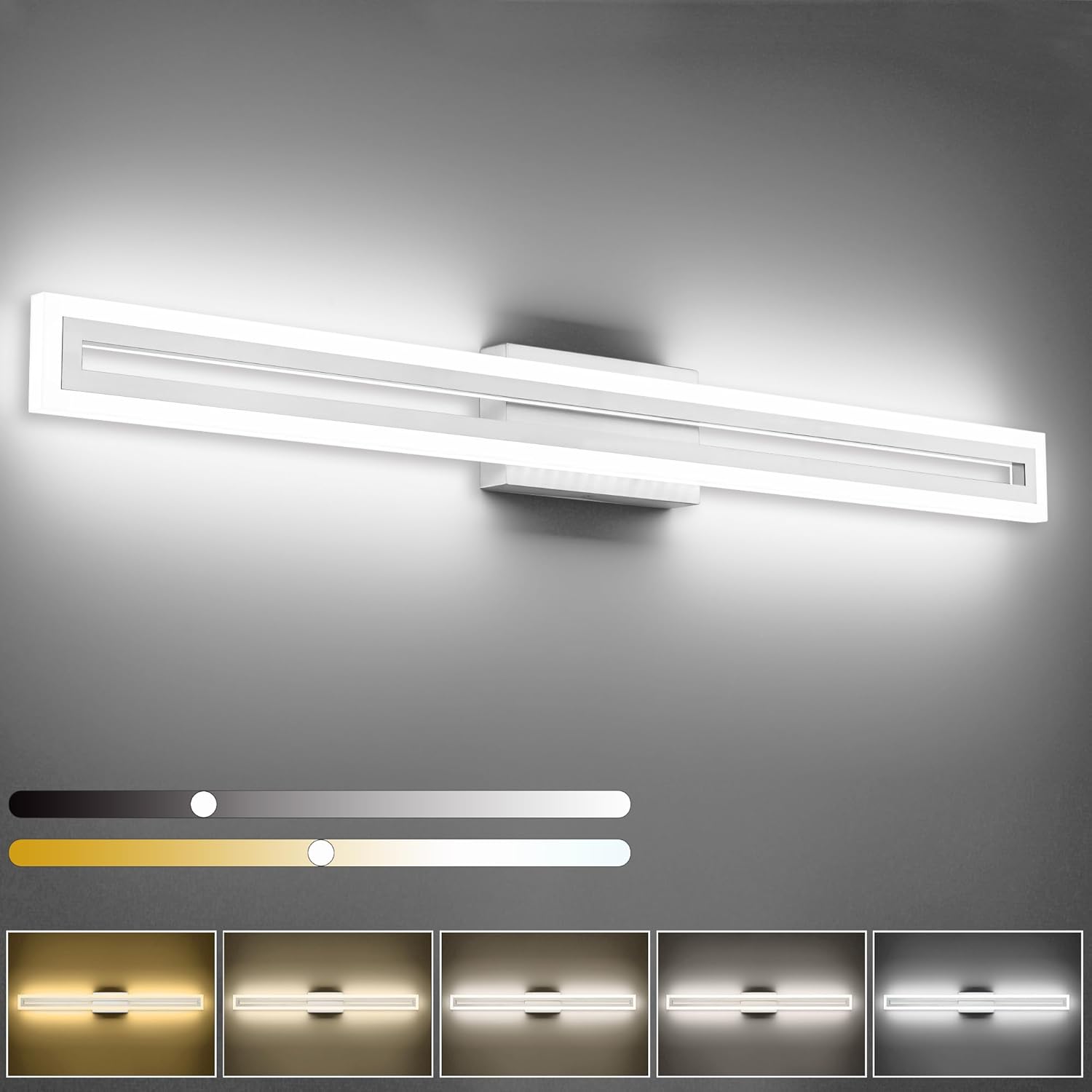 SOLFART Bathroom Lighting Fixtures Brushed Nickel LED Vanity Light