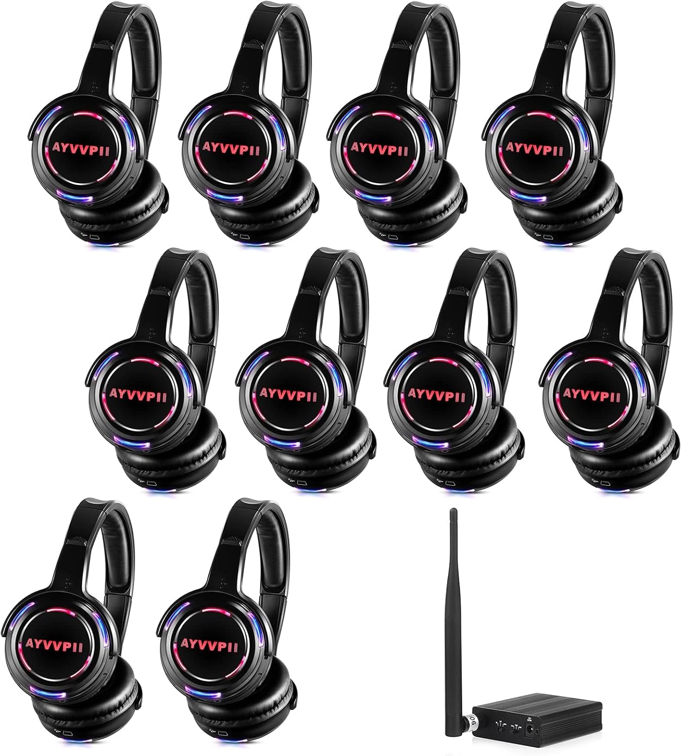 Rechargeable Wireless Silent Disco Headphones with LED Lights