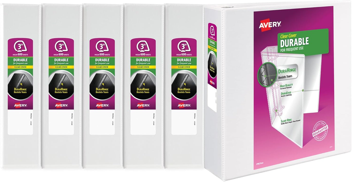 Durable 3 Inch Slant Ring Binders for Home, Office, School Use
