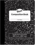 Composition Book College-Ruled Notebook, White Marble Cover - 100