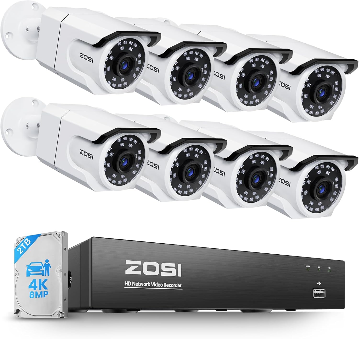 ZOSI 4K PoE Security Camera System with 8MP Cameras for Safety
