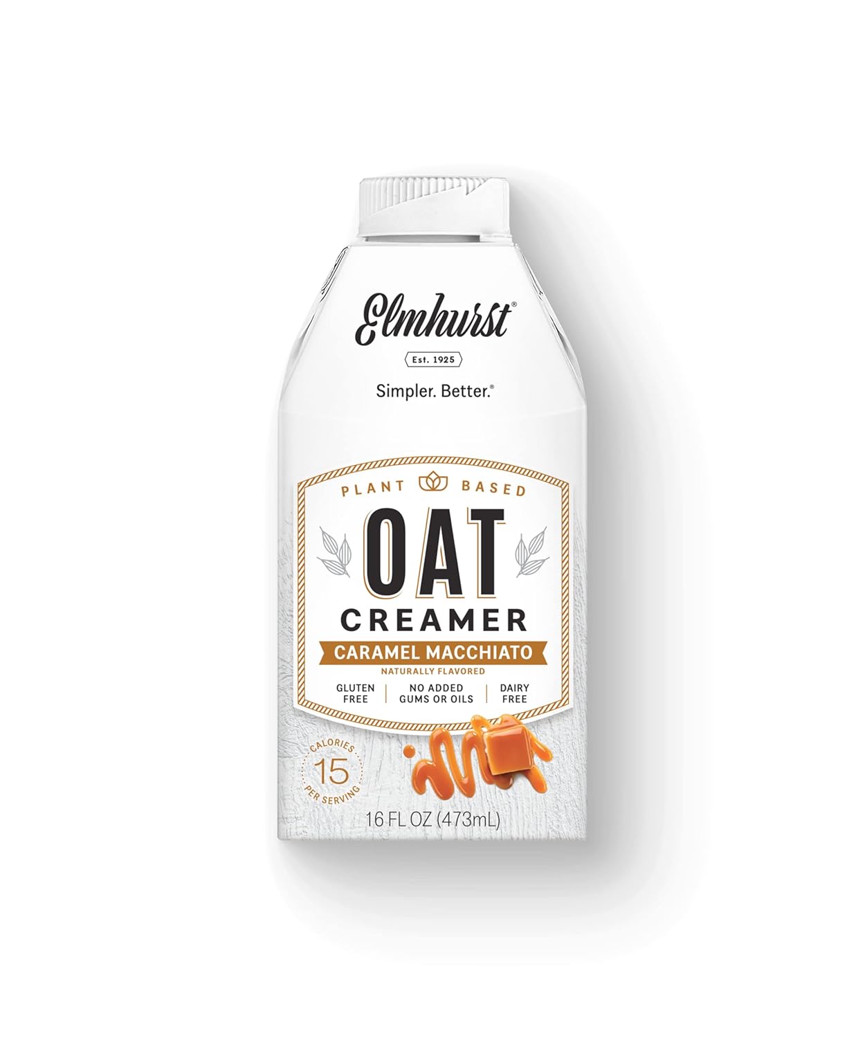 Elmhurst 1925 Caramel Macchiato Oat Creamer, Plant-Based, Vegan, 6-Pack