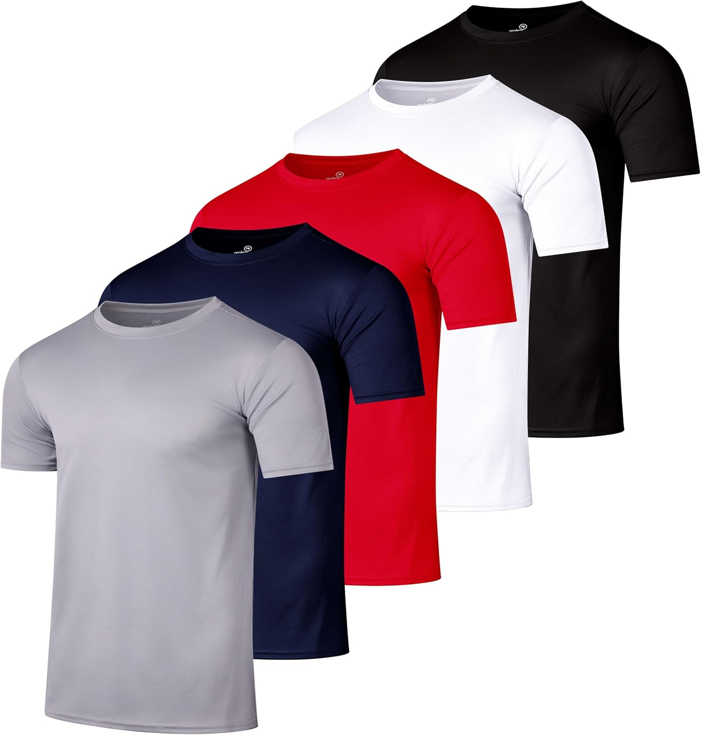 Real Essentials 5 Pack Mens Active Quick Dry Crew Neck T Shirts