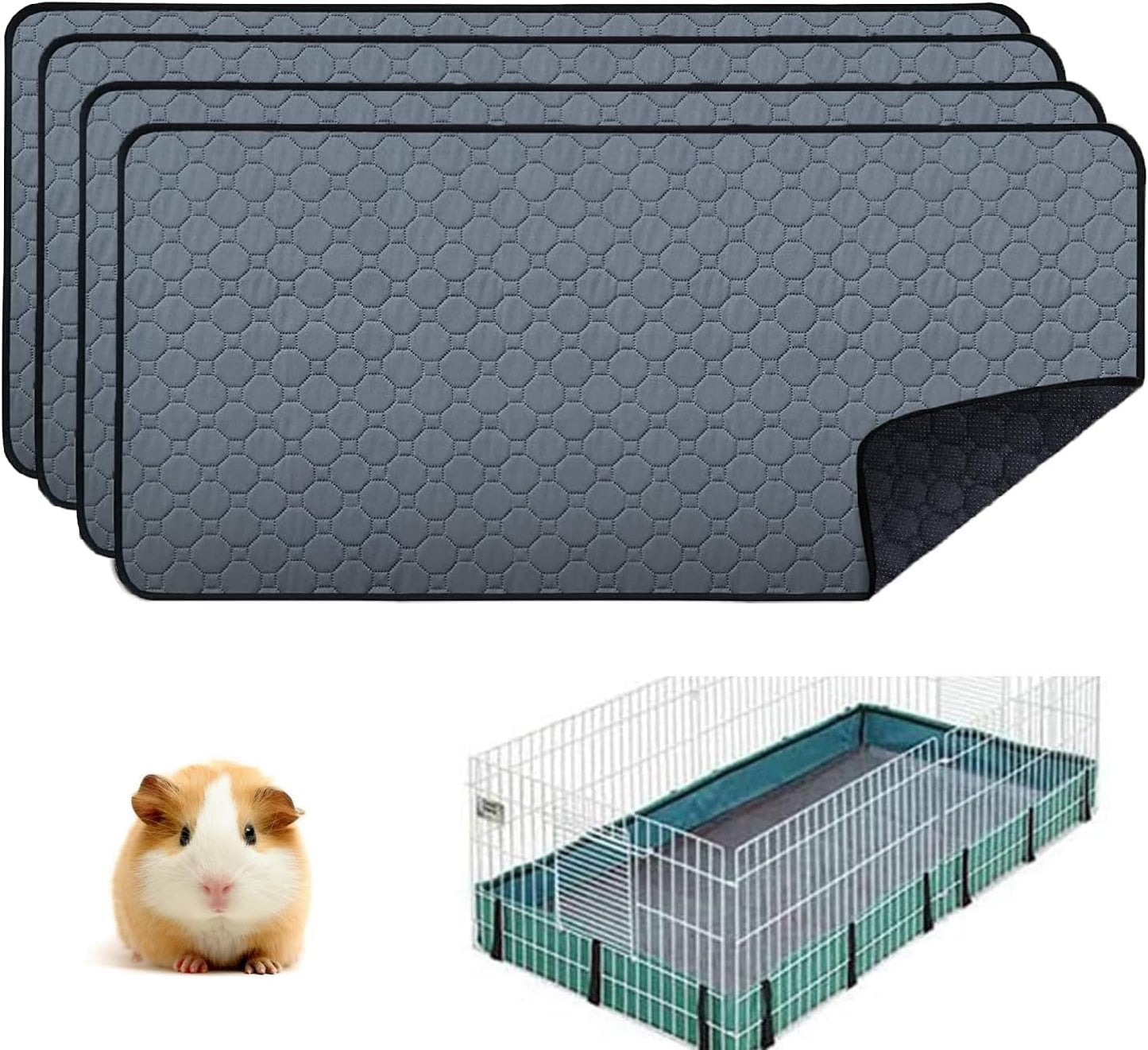 4 Pack Washable Guinea Pig Cage Liners for Small Animals