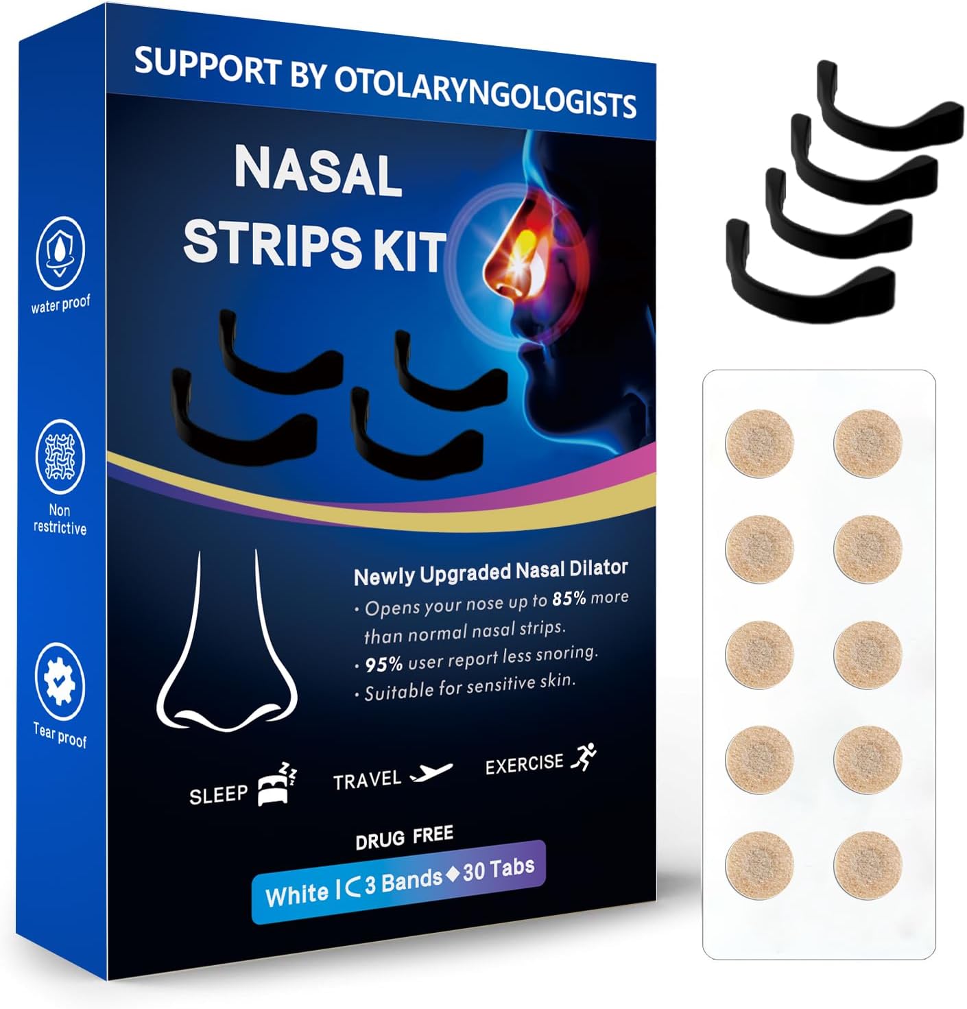 Magnetic Nose Strips for Breathing Relief and Anti Snoring Aid