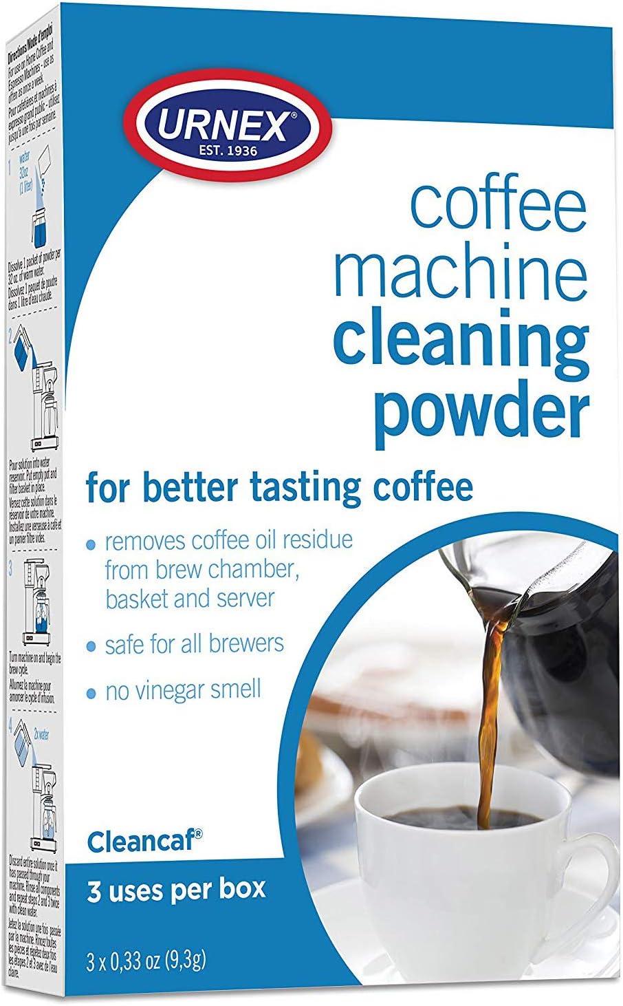 3 Packets Urnex Coffee Cleaner - Safe & Effective