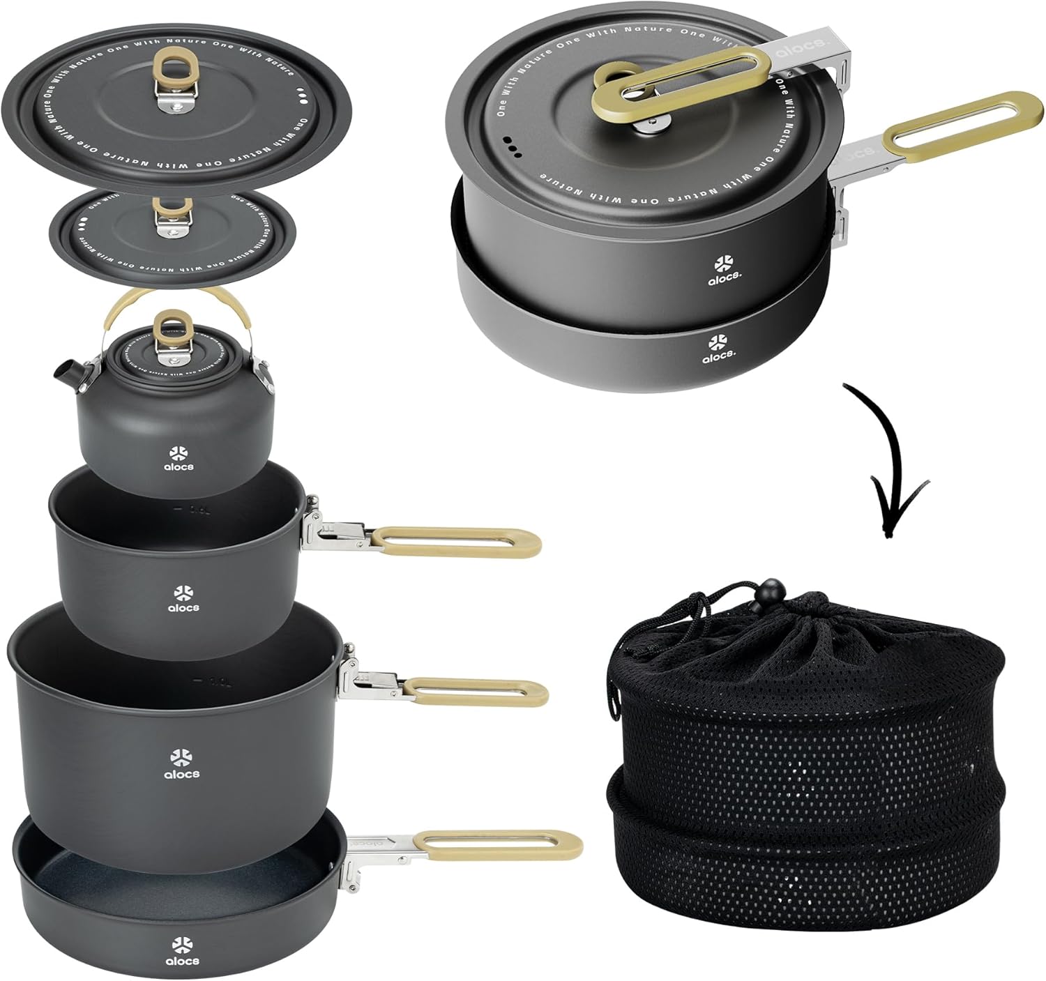 Portable Non-Stick Camping Cookware Set by Alocs