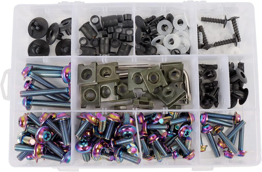 Universal Motorcycle Fairing Bolt Kit 195PCS Stainless Steel