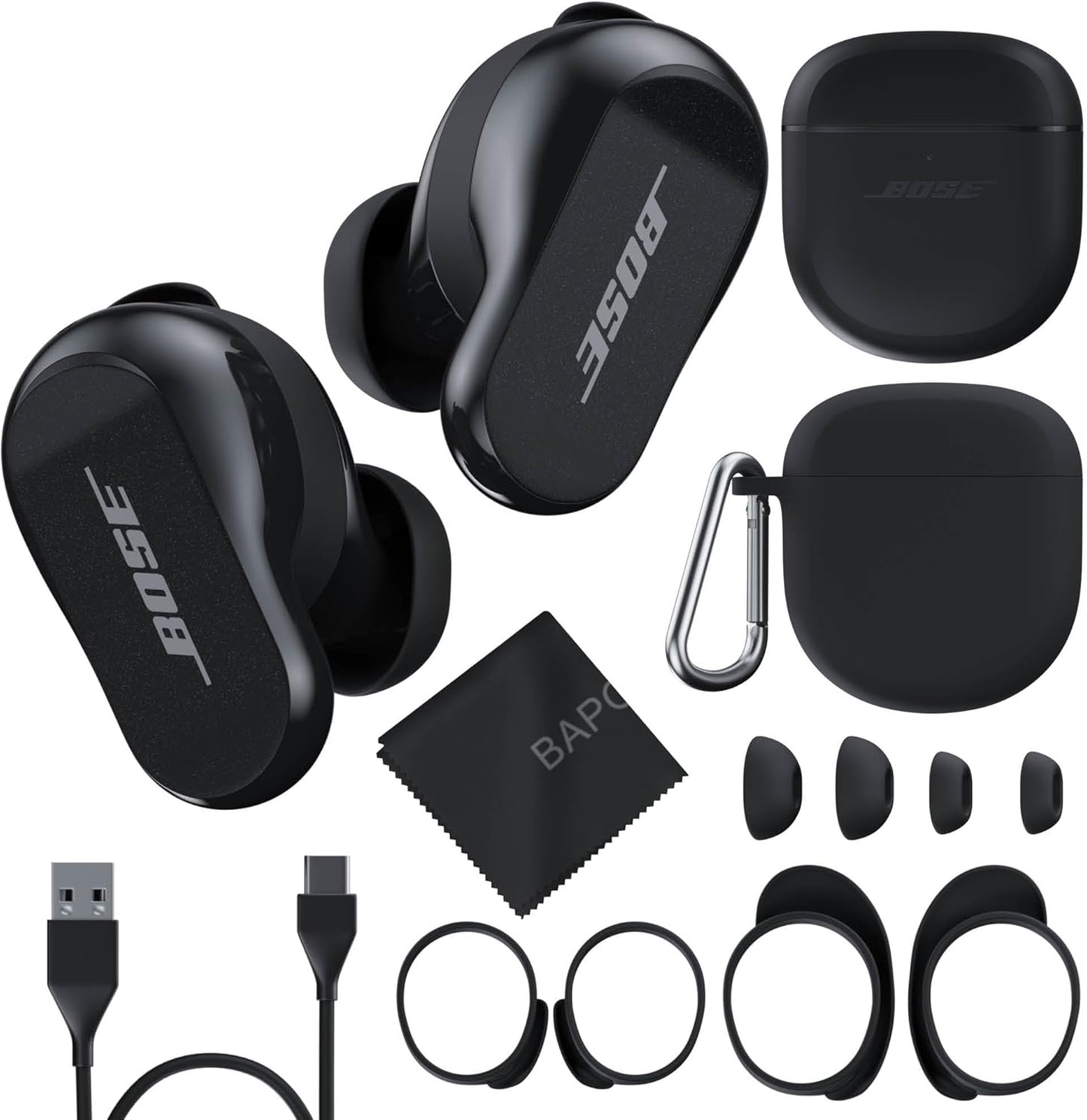 Bose QuietComfort Earbuds II Bundle - Wireless Noise Cancelling with Personalized Sound