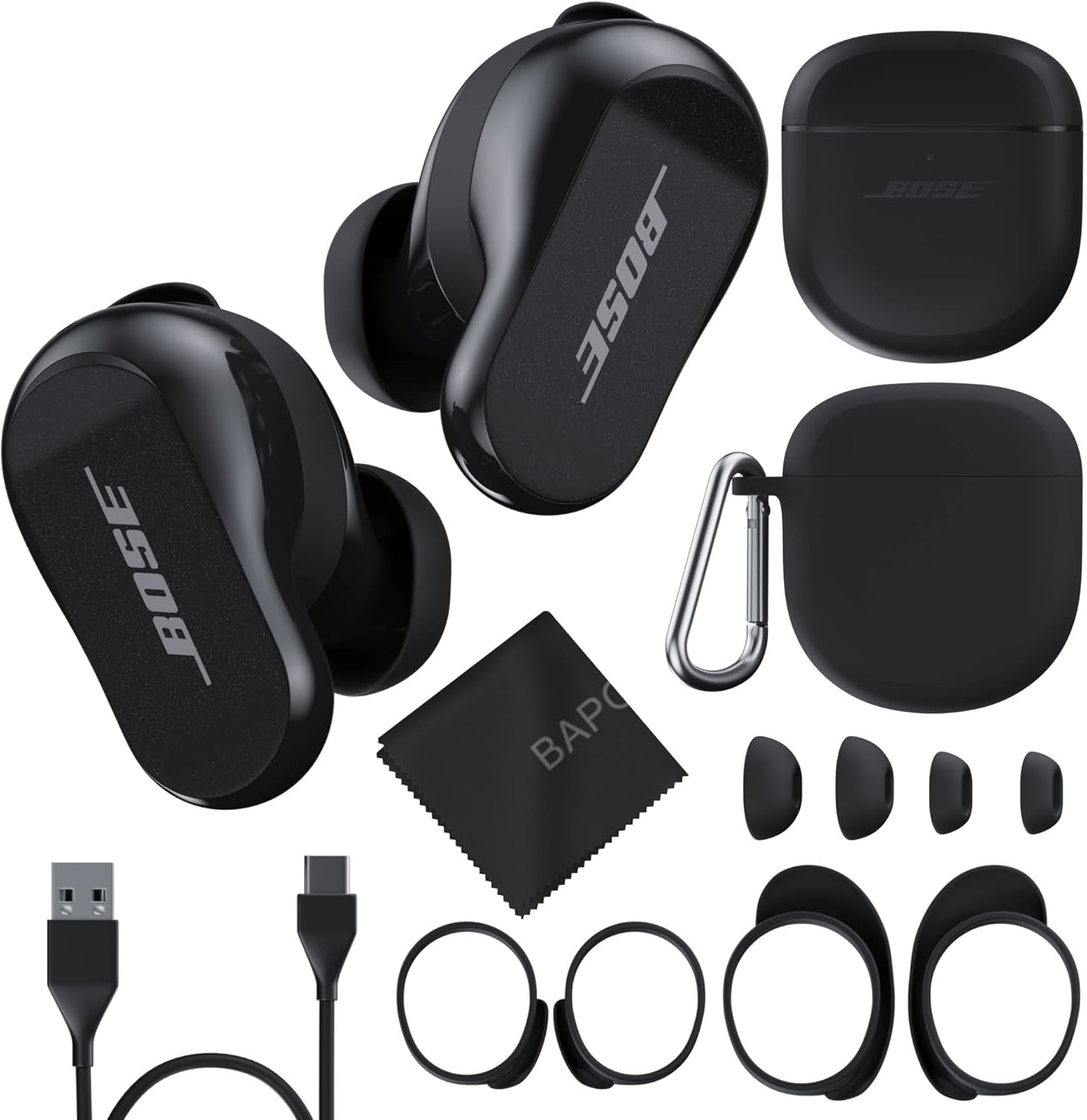 Bose QuietComfort Earbuds II Bundle - Wireless Noise Cancelling with Personalized Sound