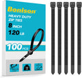 Bonison Heavy Duty 8 Zip Ties - 120lbs Strength, Self-Locking Nylon (100 Pcs)